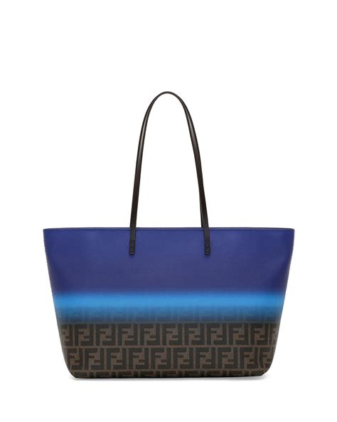 fendi painted zucca medium roll tote bag cobalt